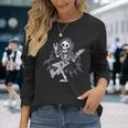 Esqueleto Calavera Guitarra Rock En Heavy Metal Diablo Cuernos Música Camiseta de manga larga Regalos para ella