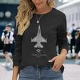 F-16 Fighting Falcon Tech Drawing Military Plane Langarmshirts Geschenke für Sie