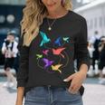 Origami Birds Pleated Kirigami Paper Crane Bird Langarmshirts Geschenke für Sie