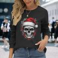 Heavy Xmas Skull With Santa Hat Ugly Hohoho Ho Langarmshirts Geschenke für Sie