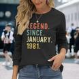 Legend Since January 1981 40Th Birthday 40 Years Old Long Sleeve T-Shirt Gifts for Her