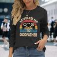 Leveled Up To Godfather Retro Promocionado A Padrino Regalo Camiseta de manga larga Regalos para ella