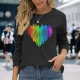 LGBTQ Pride I Love You Hand Sign Rainbow Heart ASL Ally Long Sleeve T-Shirt Gifts for Her