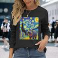 Moo Deng Hipopótamo Pygme Y La Noche Estrellada Camiseta de manga larga Regalos para ella