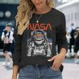 Nasaintage Astronaut Moon Walk Reflection Graphic Langarmshirts Geschenke für Sie