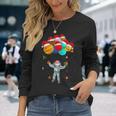 Père Noël Astronaute Amusant Avec Planètes À La Main Pour Spaceman T-shirt à manches longues Cadeaux pour elle