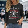 Pew Pew It's Christmas Madafakas Cat Santa Langarmshirts Geschenke für Sie