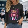 Retro Trump Bubble Gum Pink Usa Flag Trump Won 2024 Long Sleeve T-Shirt Gifts for Her
