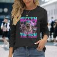 Rizz Em With The Tism Retrointage Raccoon Meme Langarmshirts Geschenke für Sie