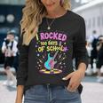 I Rocked 100 Days Of School Celebration 100Th Rock Guitar Long Sleeve T-Shirt Gifts for Her
