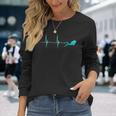 Scuba Diver Heartbeat Deep Diving EKG Pulseline Dive Long Sleeve T-Shirt Gifts for Her
