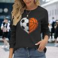 Soccer Basketball Ball Heart Sports Lover Valentines Day Long Sleeve T-Shirt Gifts for Her
