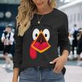 Turkey Face Pilgrim Thanksgiving Costume Long Sleeve T-Shirt Gifts for Her
