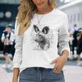 African Wild Dog Close-Up On Vintage Africa Map Safari Theme Long Sleeve T-Shirt Gifts for Her