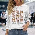 American Football Game Day Vibes Coquette Bow Football Lover Long Sleeve T-Shirt Gifts for Her