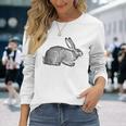 Cool Vintage Country Farm Animal Rabbit Hare Bunny Long Sleeve T-Shirt Gifts for Her
