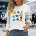 Divertido Pijama Del Sistema Solar De Astronauta Del Mundo Manga Larga Camiseta de manga larga Regalos para ella