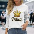 Donna Corona Dorata Giallo Con Scritta Princess Maglietta a maniche lunghe Regalos para ella
