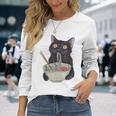Cat Eating Ramen Vintage Japanese Noodles Long Sleeve T-Shirt Gifts for Her