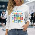 Kinder Tschüss Kindergarten Hallo Schule 2025 Lustig Kita Abgänger Langarmshirts Geschenke für Sie