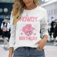 Western Howdy Its My Birthday Disco Cowgirl Long Sleeve T-Shirt Gifts for Her