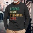 17 Years Old Legend Since February 2008 17Th Birthday Long Sleeve T-Shirt Gifts for Old Men