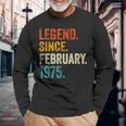 50 Years Old Legend Since February 1975 Retro 50Th Birthday Long Sleeve T-Shirt Gifts for Old Men
