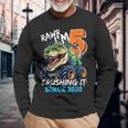 5Th Birthday Monster Truck Dinosaur Party Boys Rawr I'm 5 Long Sleeve T-Shirt Gifts for Old Men