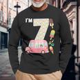 7Th Birthday Crew Ice Cream Truck I'm 7 Bday Ice Cream Party Camiseta de manga larga Regalos para ancianos