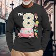 8Th Birthday Crew Ice Cream Truck I'm 8 Bday Ice Cream Party Camiseta de manga larga Regalos para ancianos