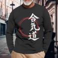 Aikido Martial Arts Japan Symbol Langarmshirts Geschenke für alte Männer