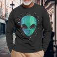 Alien Head Starry Night Sky Fun Langarmshirts Geschenke für alte Männer