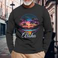 Aloha Hawaii The Hawaiian Island Palm Beach Maui Kauai Langarmshirts Geschenke für alte Männer