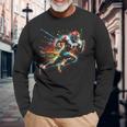 American Football Player Paint Long Sleeve T-Shirt Gifts for Old Men