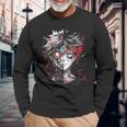 Anime Manga Motif Red Eyes Illustration Anime Langarmshirts Geschenke für alte Männer