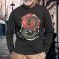 Art Japonais Kanji Dragon Japonais Sun Streetwearintage Rétro T-shirt à manches longues Cadeaux pour les vieillards