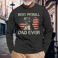 Best Pitbull Dad Ever Us Flag For Dog Dad Long Sleeve T-Shirt Gifts for Old Men