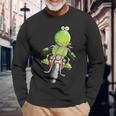 Biker Frog I Motorcyclist Fun Motorcycle Langarmshirts Geschenke für alte Männer