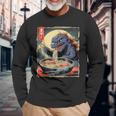 Birthday Kaiju Eating Ramen Japanese Monster Lover Long Sleeve T-Shirt Gifts for Old Men