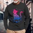 Bisexual Astrology Cat Colours Of Bi Pride Flag Langarmshirts Geschenke für alte Männer