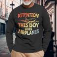 This Boy Likes Planes Aviation Boys Langarmshirts Geschenke für alte Männer