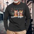 Cat Christmas Light Reindeer Santa Christmas Cat Lover Long Sleeve T-Shirt Gifts for Old Men