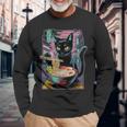 Cat Ramen Anime Manga Kawaii Otaku Fashion Cat Streetwear Langarmshirts Geschenke für alte Männer