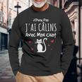 Chat Humour Je Peux Pas J'ai Câlins Avec Mon Chat T-shirt à manches longues Cadeaux pour les vieillards