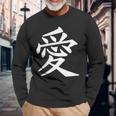 Chinese Sign Love Peace Symbol Chest Pocket Langarmshirts Geschenke für alte Männer