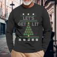 Christmas Let's Get Lit Tree Knit Ugly Sweater Long Sleeve T-Shirt Gifts for Old Men Christmas Let's Get Lit Tree Knit Ugly Sweater Long Sleeve T-Shirt Gifts for Old Men
