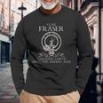 Clan Fraser Of Lovat Tartan Crest Thistle Vintage Long Sleeve T-Shirt Gifts for Old Men