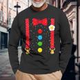 Clown Costume With Braces Bow Tie For Carnival Fancy Dress Langarmshirts Geschenke für alte Männer