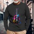 Colorful Guitarist Guitar Music Lover Long Sleeve T-Shirt Gifts for Old Men