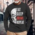 Comer Dormir Brawl Repetir Divertidoideo Gamer Gaming Camiseta de manga larga Regalos para ancianos